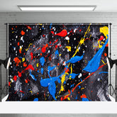 Aperturee - Red Blue Splash Ink Graffiti Wall Photo Backdrop